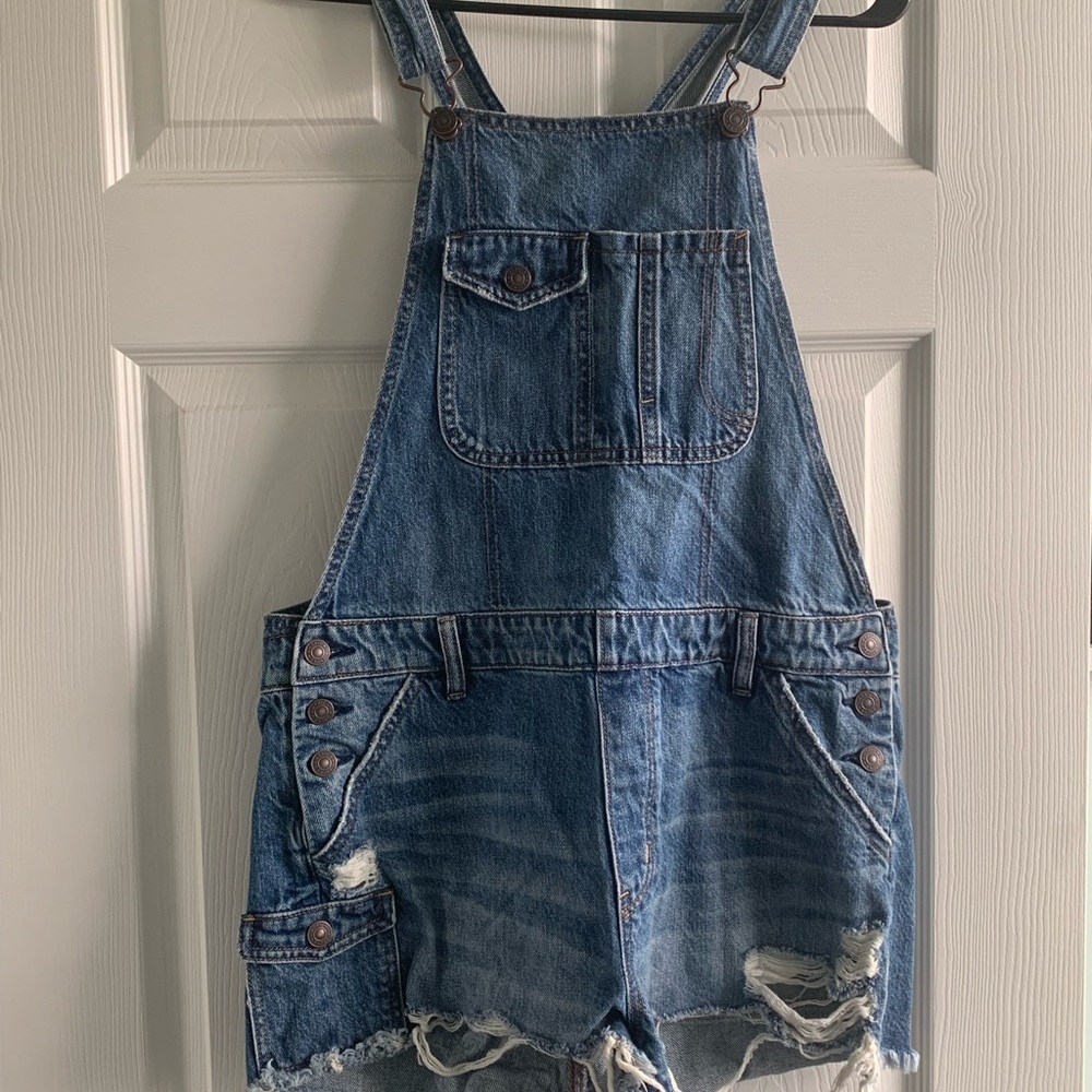 AE Distressed Jean Shortalls Shorts Overalls